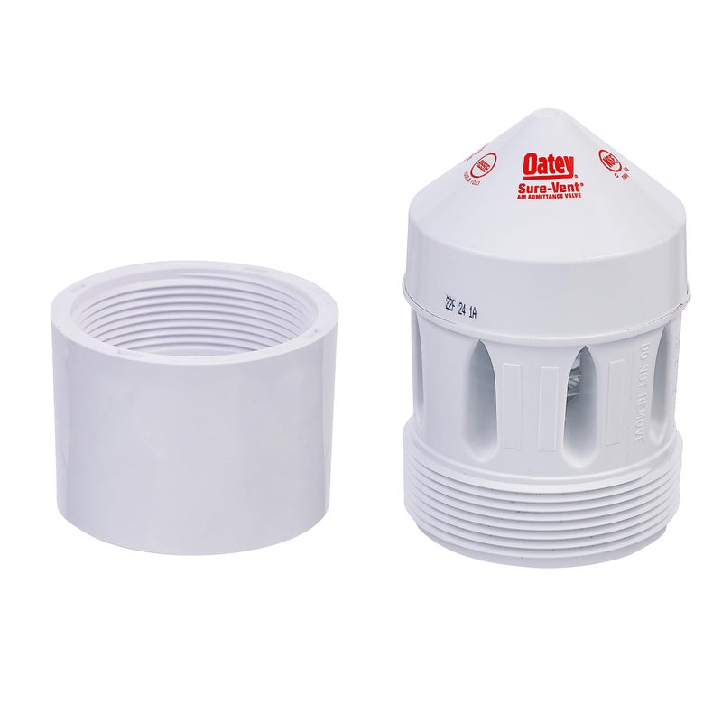 Oatey 39223 500 Stack DFU Capacity Straight PVC Schedule 40 Adapter Air Admittance Valve, 3 in. â€“ 4 in. 160 Branch, Black/White - Image 2